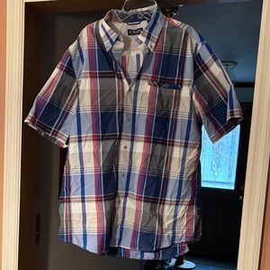 Club Room Men's Plaid Short Sleeve Shirt - Blue and Red